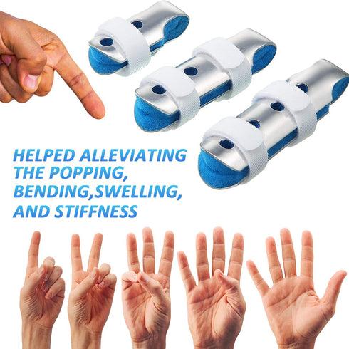 6 Pieces Finger Splints Metal Finger Support Finger Stabilizer for Adults and Children Finger Knuckle Joint Fixation, 3 Sizes (Blue)...