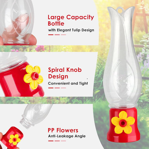 ORIENTOOLS Hummingbird Feeder 4Pack, Mini Hanging Flower Bird Feeders for Outdoors with 4 Window Mount Suction Cup Accessories, 3.4 oz/Pc...