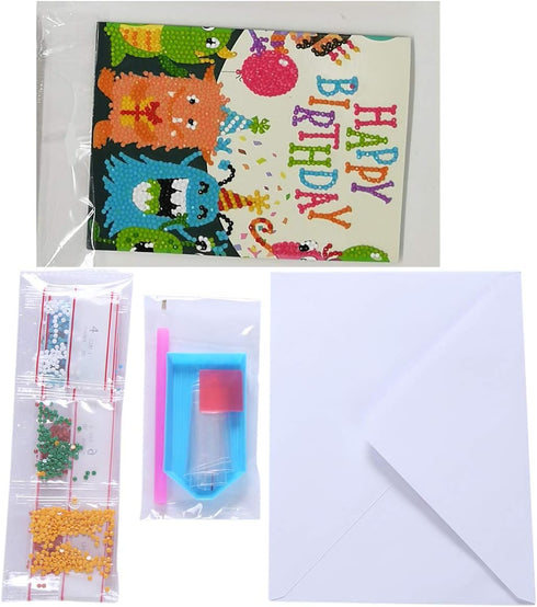 Birthday Cards DIY 5D Diamond Painting Car Number Kits for Adults, 6Pcs 5 x 7 Inch Party Full Drill Design with Envelopes & Tools Included Greetin...
