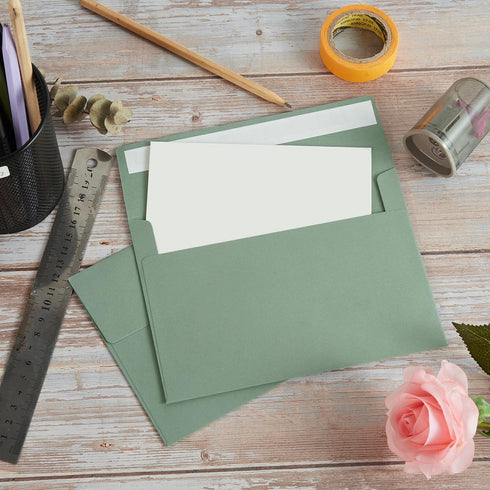 50 Pack 5 x 7 Envelopes Colored Self Seal for Wedding, Party Invitations, Greeting Cards, Announcements, Photos, 5.24 x 7.21 Inches (Sage Green)...