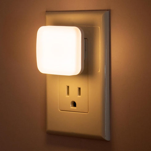 LED Night Lights Plug into Wall, Nightlights With Light Sensor Dusk to Dawn, 0.3W Square Plug in Night Light for Kids, 3000K Warm White Night Ligh...