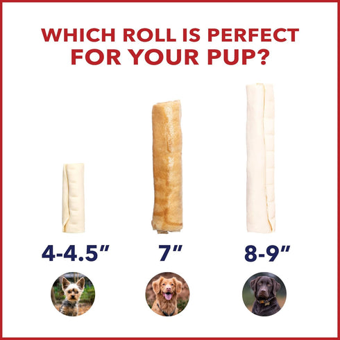 Pet Factory American Beefhide 7" Rolls Dog Chew Treats - Natural Flavor, 4 Count/1 Pack...