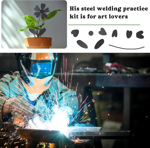 Welding Kits Flower 12.01 x 4.25 Inch Welding Coupons DIY Welding Practice Kit Steel Art Welding Training Metal Suitable for Beginners MIG Arc Sti...