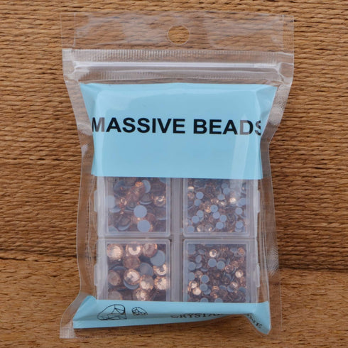 4000Pcs Mixed Size Hot Fix Round Crystals Gems Glass Stones Hotfix Flat Back Rhinestones (Champagne)...