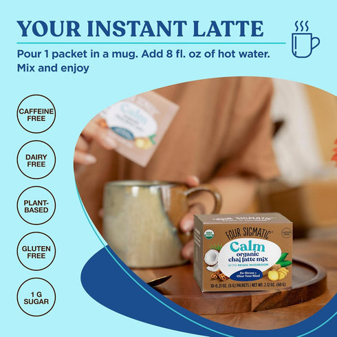 Chai Latte by Four Sigmatic | Organic Instant Chai Latte with Turkey Tail, Reishi Mushrooms & Coconut Milk Powder | Supports Gut & Digestion Healt...