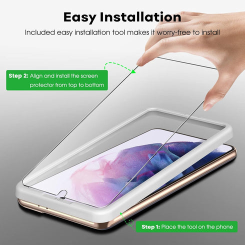 JETech Screen Protector for Samsung Galaxy S21 6.2-Inch with Camera Lens Protector, Easy Installation Tool, Tempered Glass Film, HD Clear, 2-Pack ...