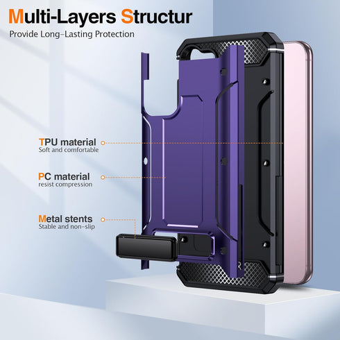 Galaxy A03S Case for Samsung Galaxy A03S Case Military Grade Drop Shockproof with Metal Kickstand Stand Armor Protective Case for Galaxy A03S Phon...