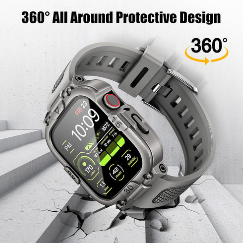 Dsytom Waterproof Case with Band Compatible for Apple Watch Band 45mm 44mm 41mm 40mm for Men,Rugged Smartwatch Strap with Built-in Tempered Glass ...