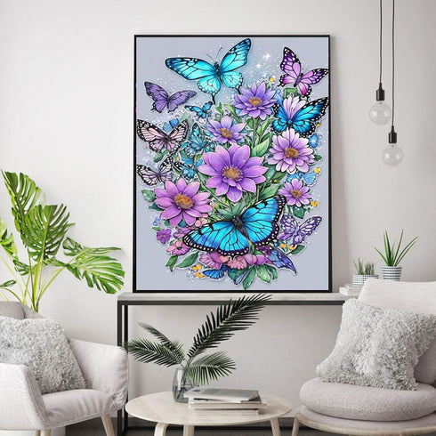 Butterfly Stamped Cross Stitch Kits - Flowers Needlepoint Counted Cross Stitch Kits for Beginners Adults Patterns Dimensions Needlecrafts Embroide...