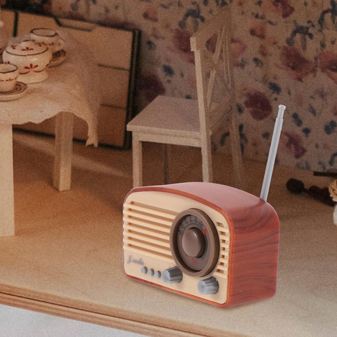 Miniature Vintage Style Radio Figurine Retro Mini Radio Model Tiny Old-Fashion Simulation Radio Toys for Dollhouse Accessories - Brown...