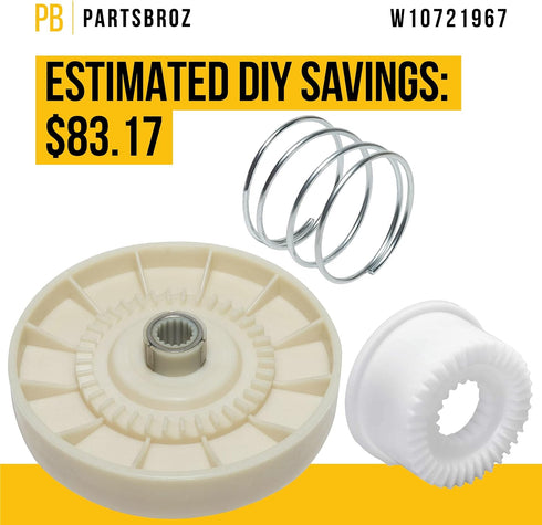 W10721967 Washer Pulley Clutch Kit Compatible With Whirlpool Maytag Drive Splutch Cam Part AP5951296 W10239973 PS10057144 MVWC400XW4 MVWC415EW1 MVWC450XW3 MVWC565FW0 MVWC565FW1 MVWX655DW1 RTW4516FW2