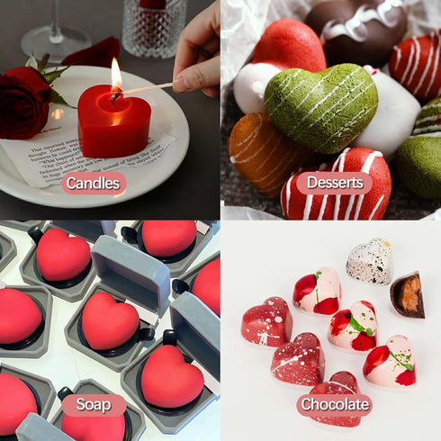 Valentine's Day Silicone Molds 2PCS Large 3D Diamond Heart Shape Chocolate Molds Soap Molds Cookie Cake Silicone Heart Molds for Candy Jello Candl...