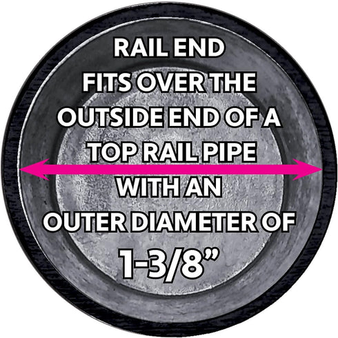 Jake Sales 1-3/8" Top Rail End for Chain Link Fence - Use for 1-3/8" Outside Diameter Top Rail Pipe - BLACK Powder Coated Chain Link Rail End...