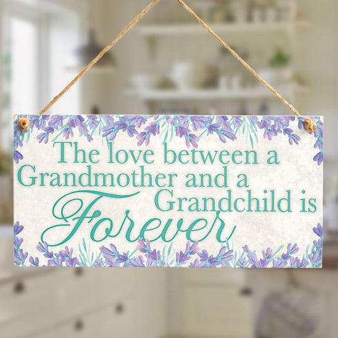 Meijiafei The Love Between a Grandmother and a Grandchild is Forever - Lovely Meaningful Gift Sign for Gran Family Retirement Sign 10"x5"...