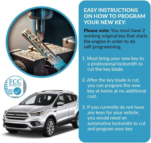 Keyless2Go Replacement for New Uncut Keyless Remote Head Key Fob Ford Focus Escape Transit CMax OUCD6000022 164-R8046...