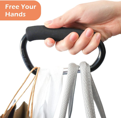 JIALEEY Grocery Bag Shopping Bag Holder Handle Carrier Tool Multi Purpose Snap Hook Stroller Hook Set Organizer Accessories with Soft Foam Grip fo...