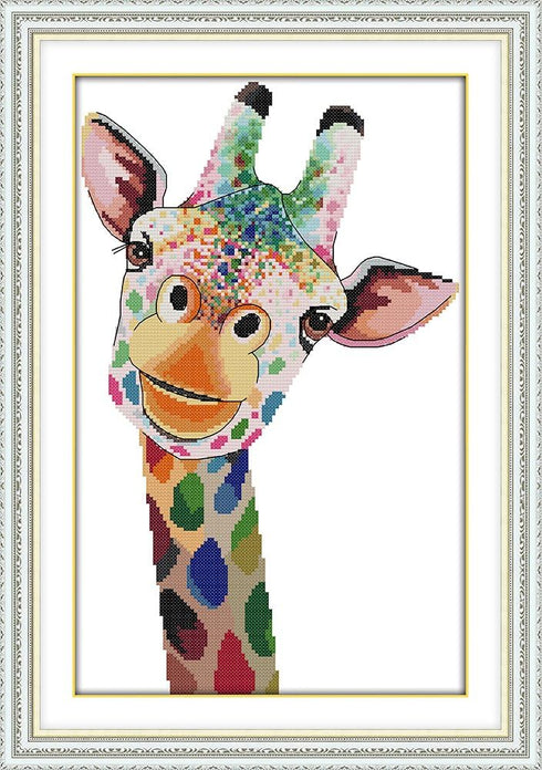 Maydear Cross Stitch Stamped Kits Full Range of Embroidery Starter Kits Beginners for DIY 11CT 3 Strands - Giraffe 14.2×20.5(inch)...