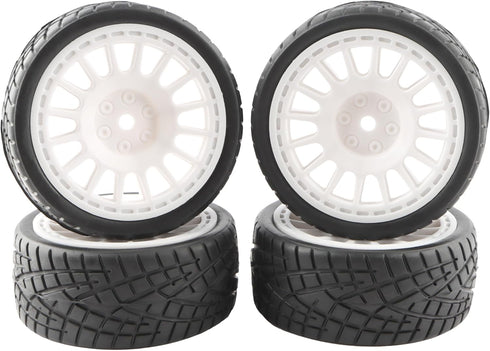 4PCS 12mm Hub Wheels Tires Set 1:10 1:12 1:16 Off Road RC Cars Rubber Tires Set for HSP 94122 94123 94103 3850 3851 FW06 RC Cars(White)...