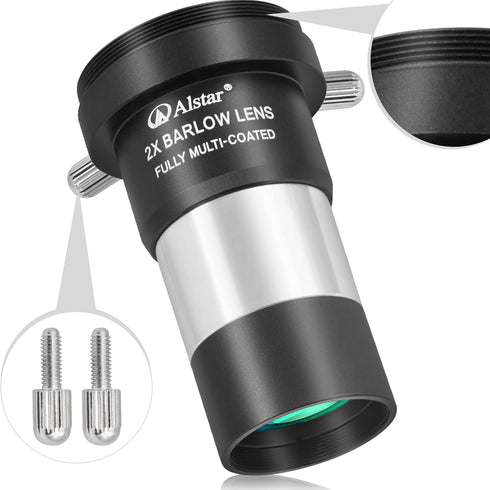 Alstar 1.25" 2X Barlow Lens MultiCoated Metal with M42x0.75 Thread Camera Interface for Telescopes...