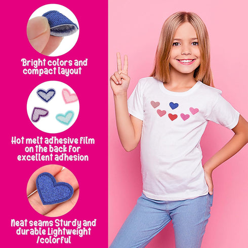 Heart Iron On Patches, 31Pcs Mini Heart Iron On Decal Colorful Heart Patch Ironable Patches Embroidered Sew On Heart Patches Appliques for Clothes...