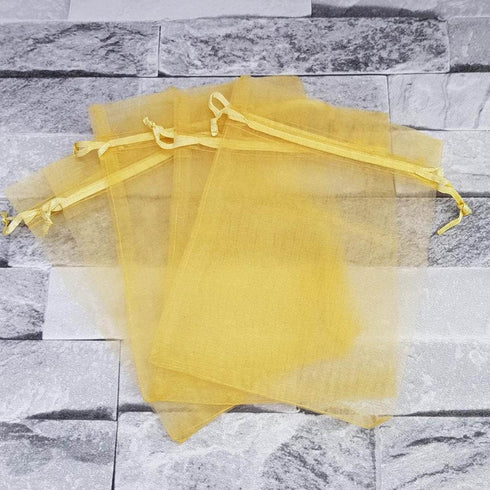 50 Pcs Gift Bags Organza 5x7 Inch Gold Drawstrings Sheer Fabric Pouch for Jewelry Baby Shower Christmas Party Favors Wedding Kids Men Teenage Birt...