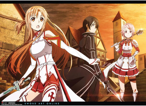 Great Eastern Entertainment Sword Art Online Asuna, Kirito, Lizbeth Town Wall Scroll, 33 by 44-Inch...