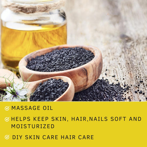 100% Virgin Cold Pressed Black Seed Oil Liquid for Hair Growth, Skin, 3 Times TQ, Omega 3 6 9, Antioxidant Supplement for Joints Digestive & Immun...