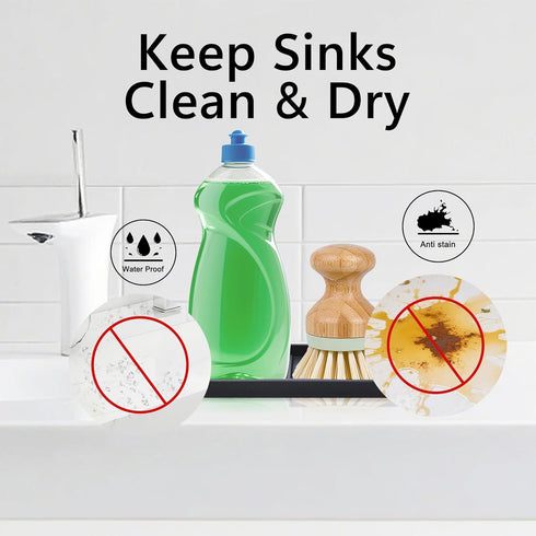 Silicone Sponge Holder Kitchen Sink Organizer Tray Dish Caddy Soap Dispenser, Scrubber Spoon Holder, Dishwashing Accessories (Black, 2 Pack)...