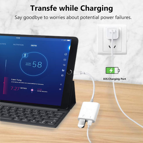 Lightning to USB Camera Adapter with Charging Port for iPhone Portable USB 3.0 Female OTG Cable for iPad to Connect Card Reader USB Flash Drive U ...