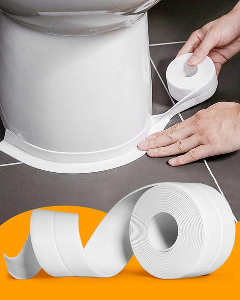 Kakoka Toilet Caulk Strip (10.5 Feet), Waterproof White Caulk Tape for Toilet, PVC Self Adhesive Toilet Tape Tub Caulking Strip...