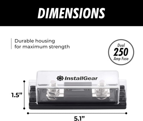 InstallGear 0/2/4 Gauge ANL Fuse Holder with 250 Amp ANL Fuses - 2 Pack...