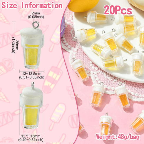 UR URLIFEHALL 20Pcs Resin Beer Drink Charms with Stainless Steel Loops Imitation Drink Cup Charms Pendants for DIY Supplies Findings...