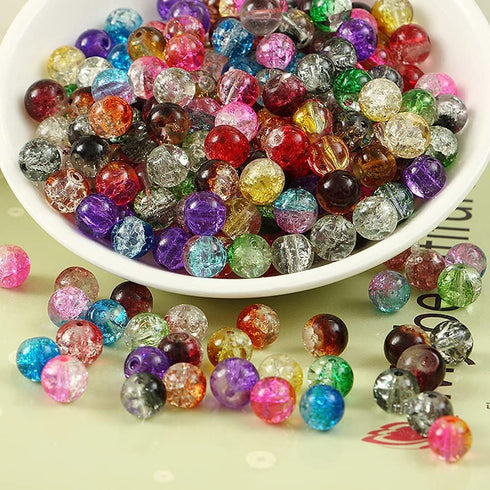 Glass Beads for Jewelry Making, 12 Pcs 8mm 10mm Wine Red Glass Popcorn Crystal Snowflake Ice Cracking Scattered Beads DIY Handmade Jewelry Bracele...
