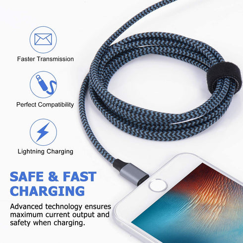 iPhone Charger, Sundix 3Pack 9ft Lightning Cable iPhone Charger Cable Nylon Braided Charging Cord Compatible iPhone 14/13/12/12Pro/12ProMax/11/11P...