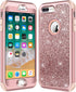 Hython Designed for iPhone 8 Plus, iPhone 7 Plus Case, Heavy Duty Defender Protective Bling Glitter Sparkle Hard Shell Hybrid Shockproof Rubber Bu...