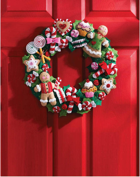 Bucilla Felt Applique Wreath Kit, 15-Inch Round, 86264 Cookies & Candy...