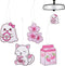ANGOLIO Car Air Freshener Kawaii Incense Chips Scented Ornament Car Rearview Mirror Pendant 4 Styles and Scents Of Bubble Tea Strawberry Milk Saku...
