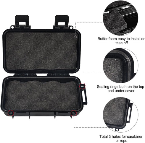 Watertight Box Outdoor Utility Dry Box, Shockproof & Waterproof Protective Case W/Foam, Micro Case Solid Dry Storage Container for Fishing Camping...