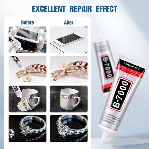 110 ml B7000 Adhesive Rhinestones Glue for Crafts, B7000 Glue Clear Glue with Glue Spreaders and Dotting Pen Tool, Multipurpose Jewlery Glue for F...