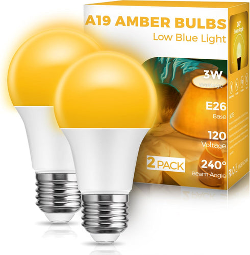 JandCase Amber Light Bulbs for Healthy Sleep, 3W Warm Light Bulbs Blue Light Blocking, Low Watt Light Bulbs 40W Equivalent, E26 A19 Dim Light Bulb...