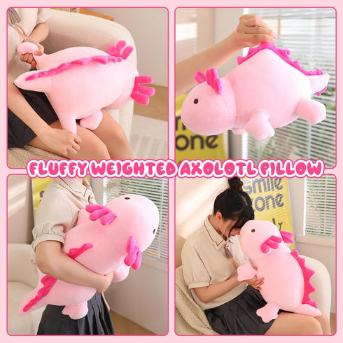 SQEQE Weighted Axolotl Plush Toy, Pink Axolotl Stuffed Animals Cute Axolotl Plush Pillow, Cute Weighted Stuffed Animals Gifts for Girls & Boys Age...