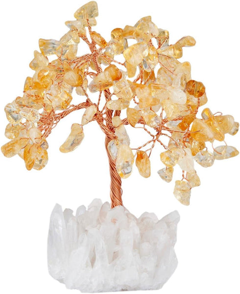 mookaitedecor Citrine Crystal Tree, Quartz Cluster Rock Crystal Base Bonsai Money Tree for Wealth and Luck...