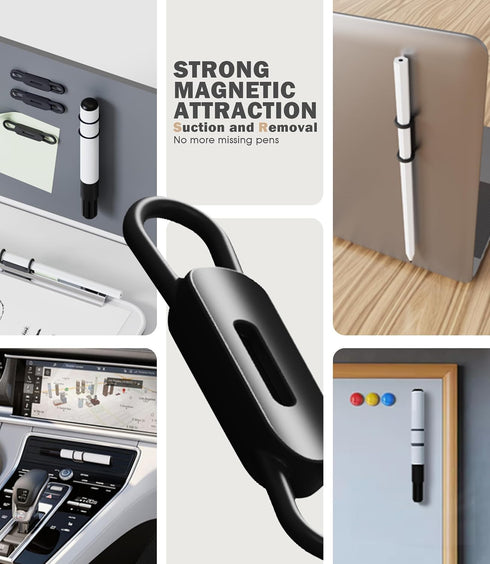 Nearockle 10 Pack Magnetic Pen Pencil Holder, Silicone Adjustable Pen Holder for Desk, Refrigerator, Whiteboards, Office Desk Accessories Marker O...