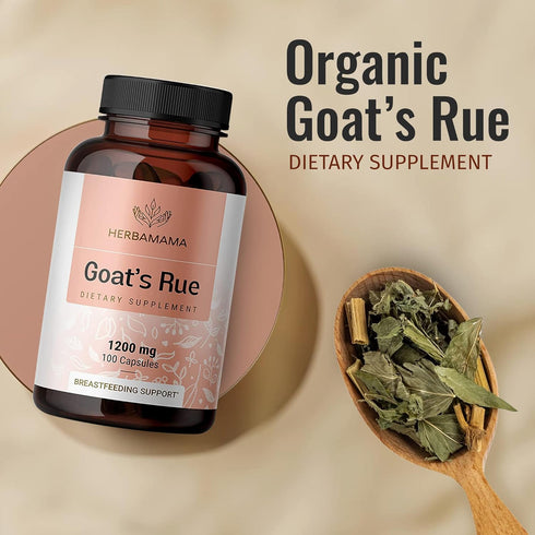 HERBAMAMA Goat's Rue Capsules - Galega Officinalis Nutritional Supplement - 1200 mg, 100 Capsules - Promotes Milk, Lactation & Mammary Development...