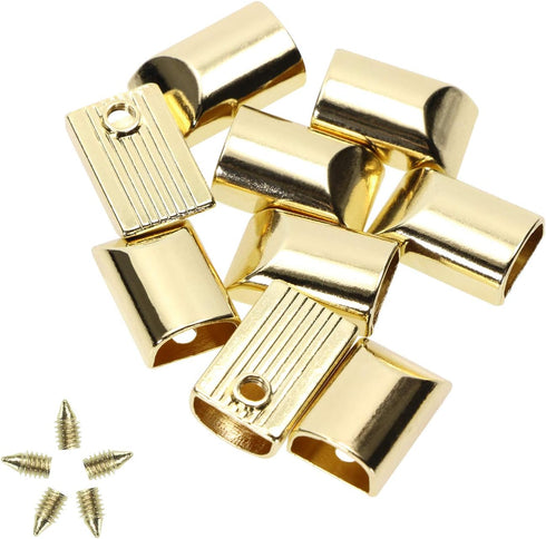 ONLYKXY 20 Pieces Metal Zipper Stopper, Rectangle Style Zipper Tail Clip (Light Golden)...