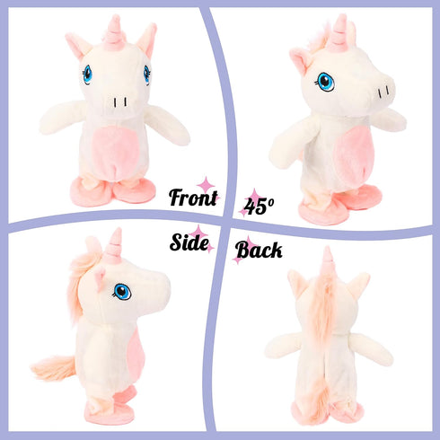 Hopearl Talking Unicorn Repeats What You Say Walking Electric Interactive Animated Toy Speaking Plush Buddy Gifts for Toddlers Birthday, 9.5''...