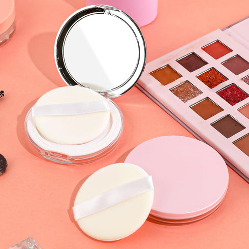 2 Pcs Loose Powder Container with Puff 0.17/0.7 oz Refillable Empty Powder Compact Makeup Powder Travel Container Case Portable Powder Puff and Co...