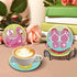 Leatrice 8 Pcs Holiday Diamond Painting Coasters with Holder Cork Base Metal Holder Round Stone Drink mat Gift for Christmas Housewarming Room Bar...