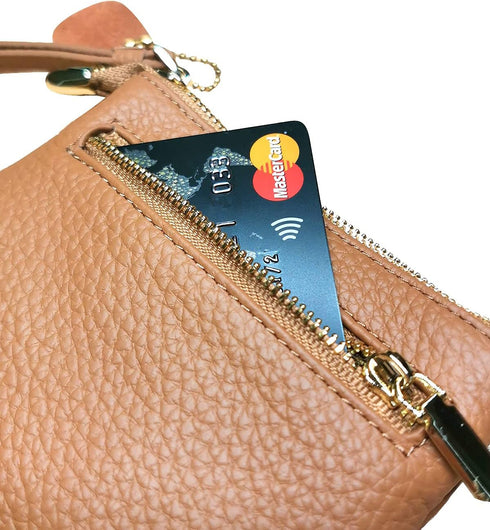Fox Pattern Leather Coin Purse Keychain Change Pouch Wallet with Zippered(brown)...
