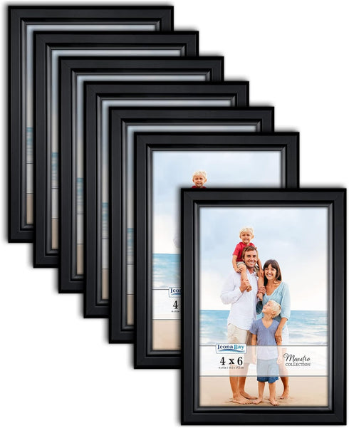 Icona Bay 4x6 Picture Frames Set (Black, 12 Pack), Classy Contemporary Style, Maestro Collection...